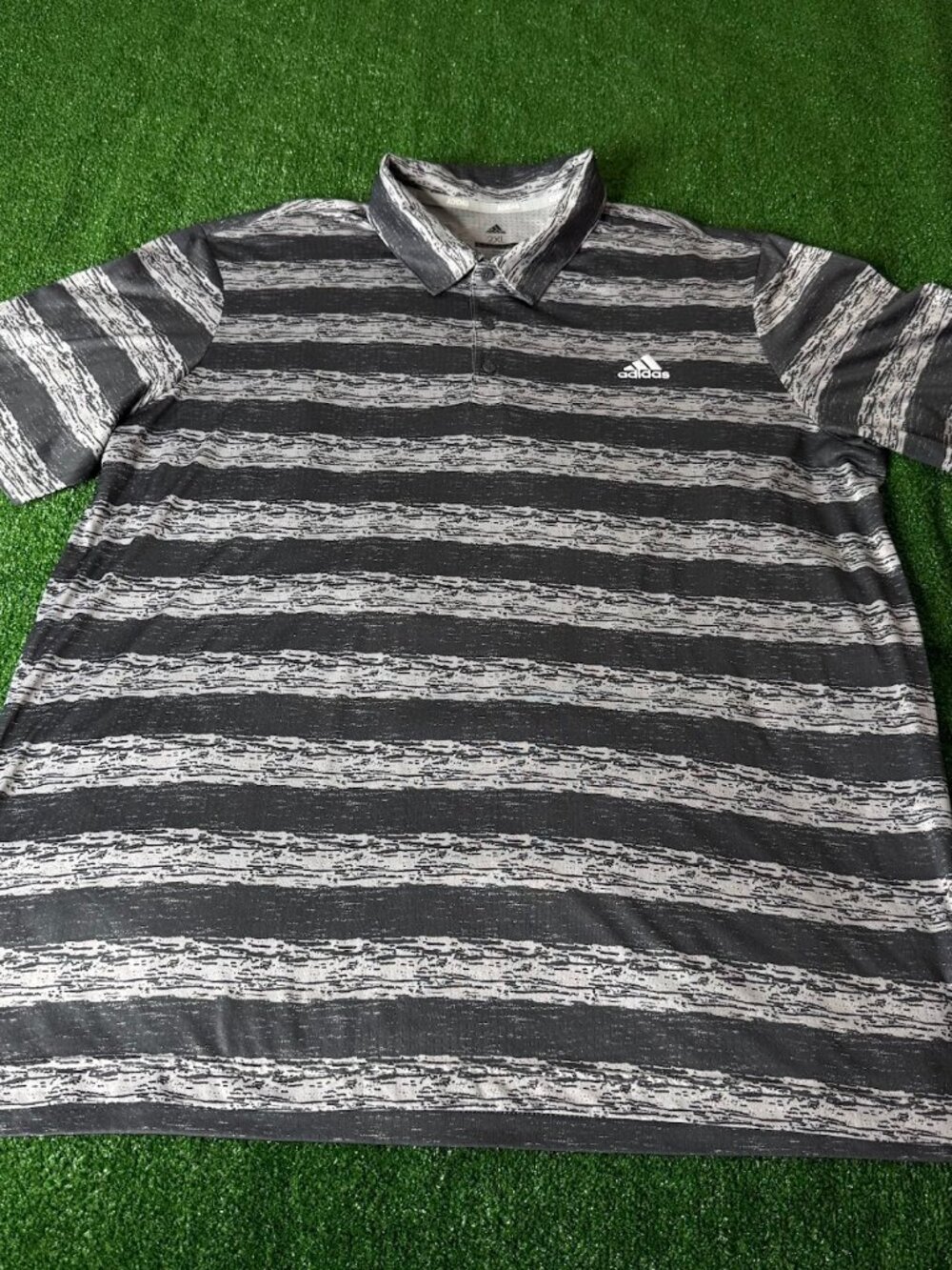 Adidas Golf Polo Shirt Men's Size 2XL Gray Striped Lightweight Performance